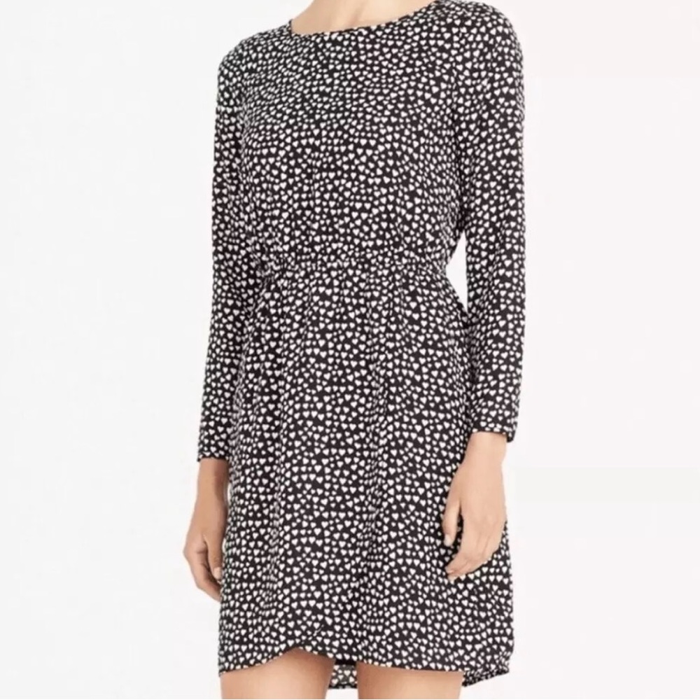 J. Crew Mercantile Heart Print Long Sleeve Dress